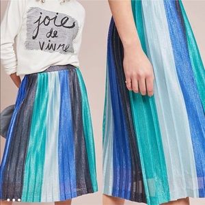 Anthropologie Pleated Blue Sunburst Skirt